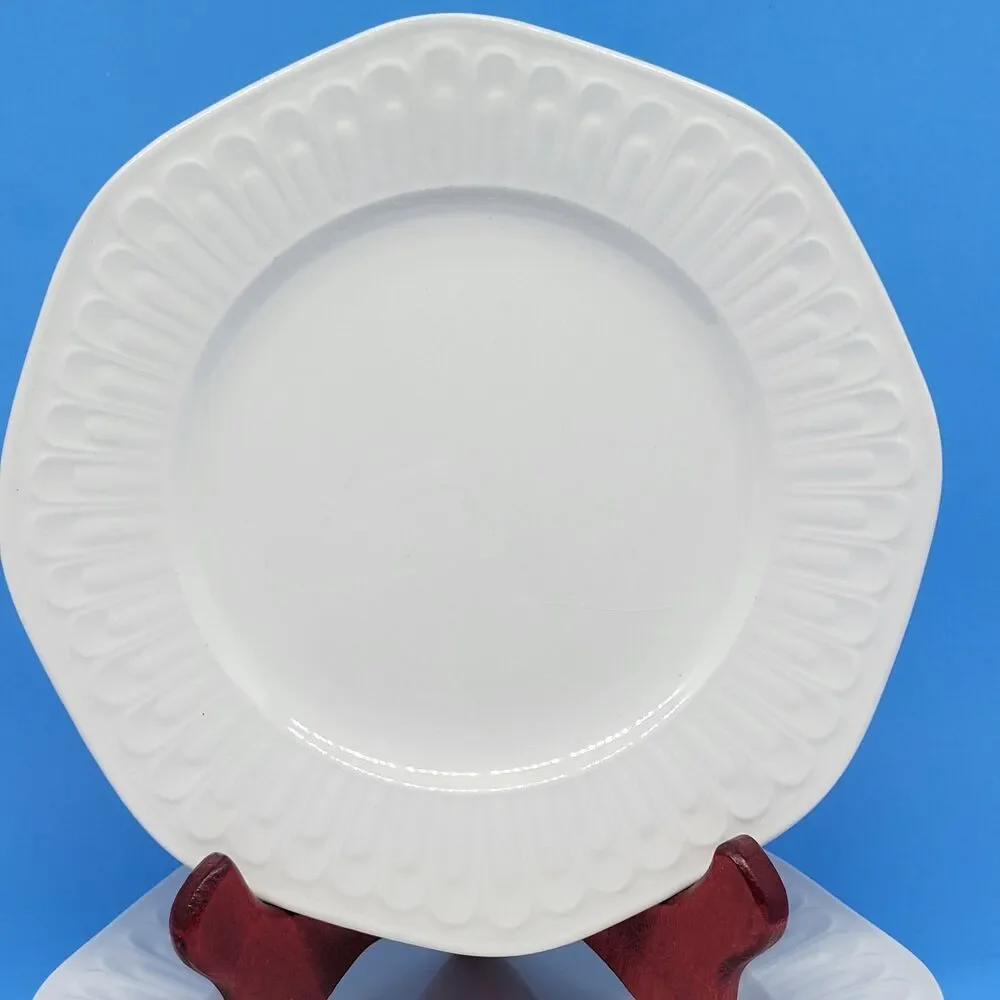 Alegre Santa Clara Arita Ironstone White 8.25” Salad Plates Set of 3